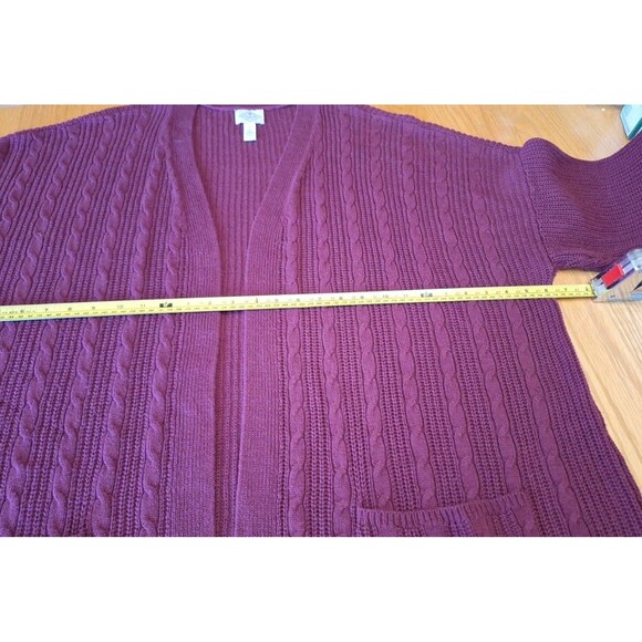 St. John’s Bay 3XL Burgundy Cable Knit Cardigan Plus Size Excellent Condition - Picture 6 of 7